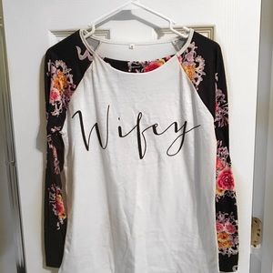 Wifey -Wedding -floral T-shirt